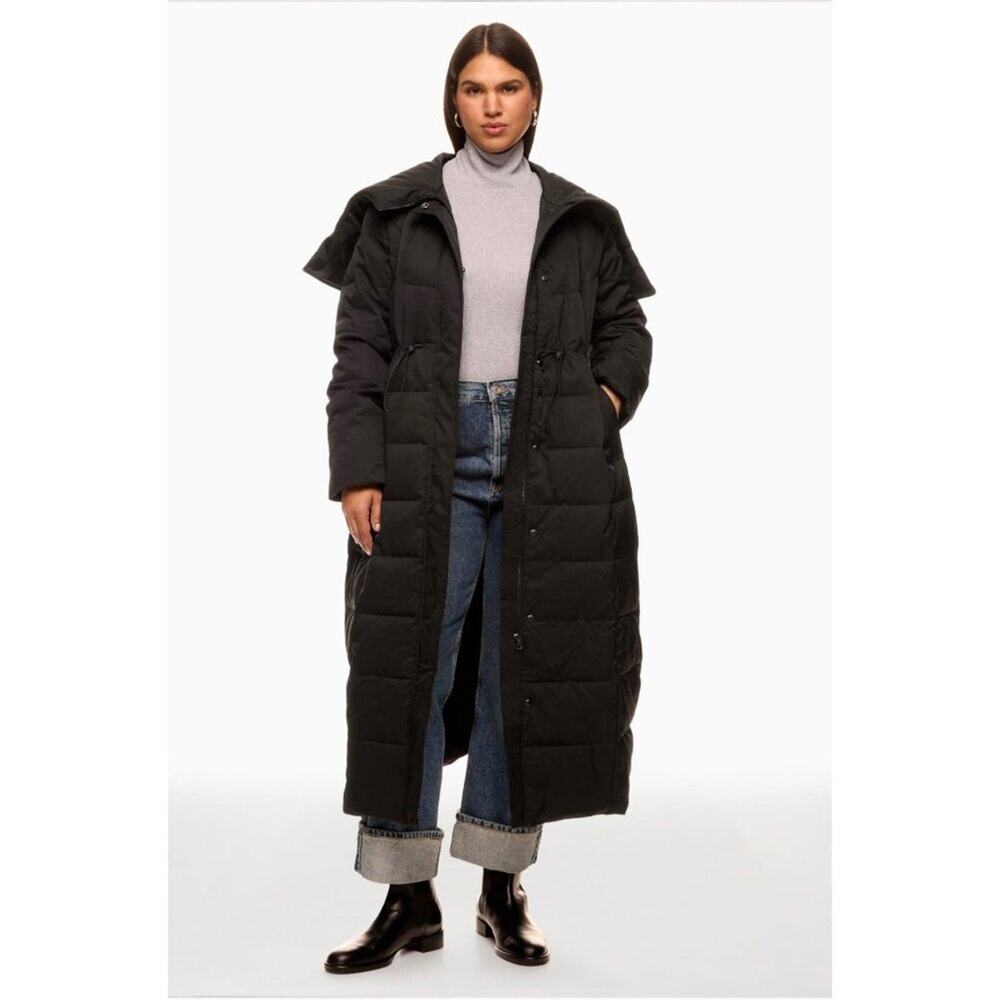 Jason Wu Collective Black Hooded Long Puffer Coat Cinch Waist Small